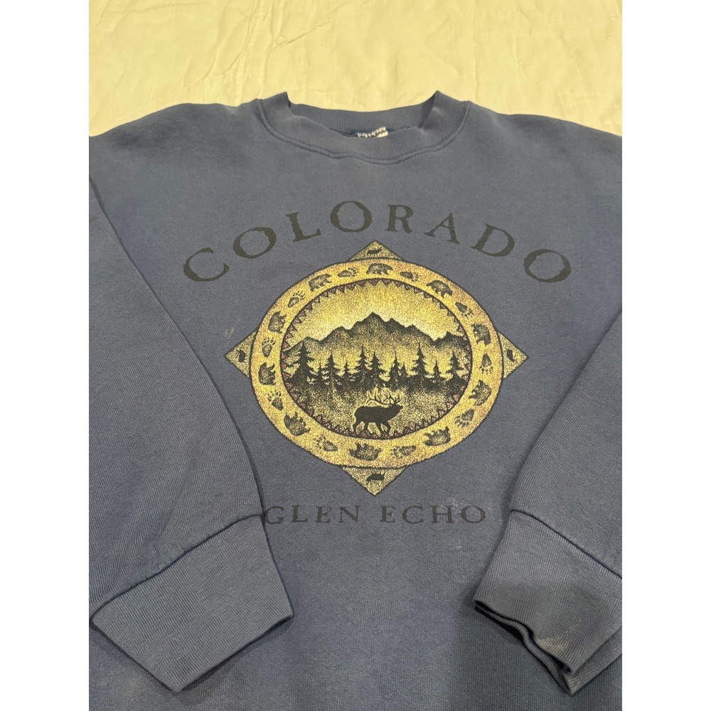 Fruit of the Loom Colorado Glen Echo Graphic Sweatshirt Blue Mens Medium - Picture 6 of 7